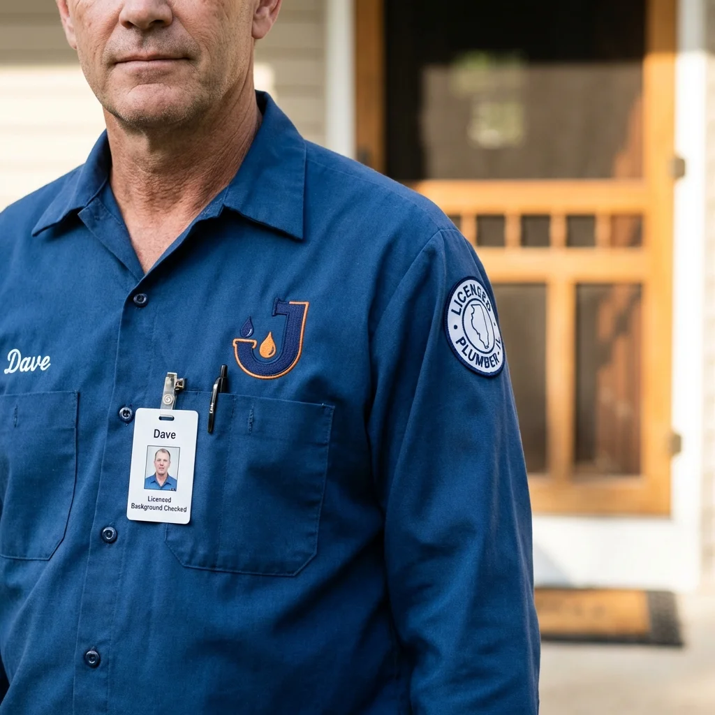 Licensed plumber showing ID badge in Moorpark, CA